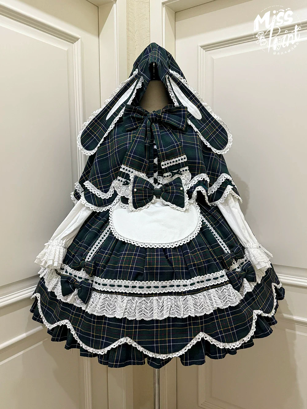 Plaid Petal Bunny - Old School Lolita Plaid OP Dress, Petal-shaped Hem - Image 40