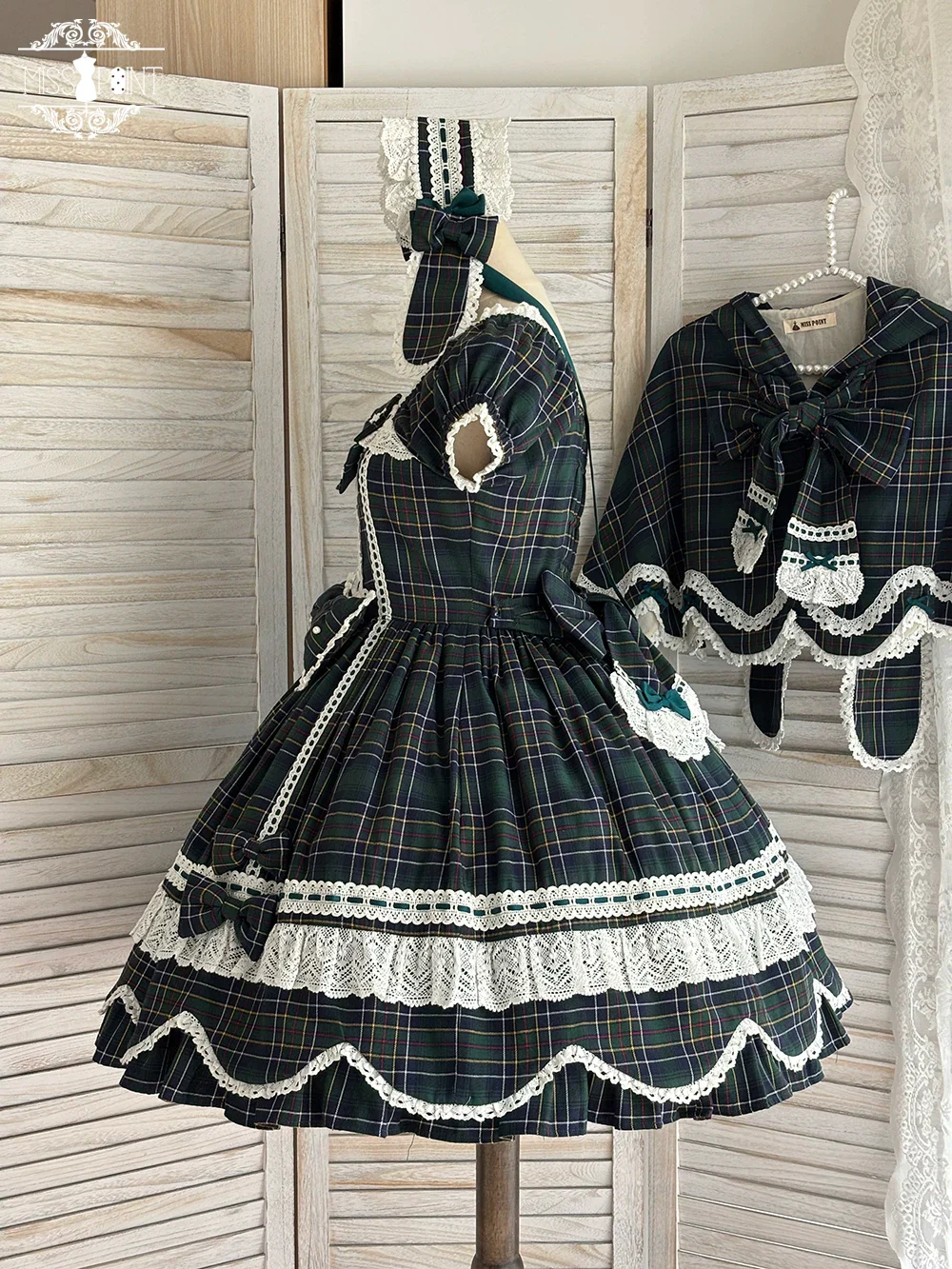 Plaid Petal Bunny - Old School Lolita Plaid OP Dress, Petal-shaped Hem - Image 41