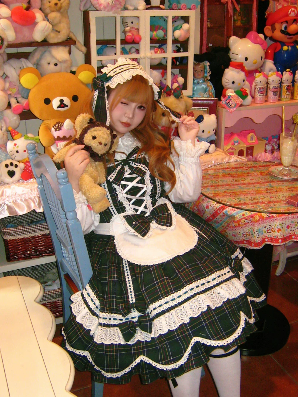 Plaid Petal Bunny - Old School Lolita Plaid OP Dress, Petal-shaped Hem - Image 60
