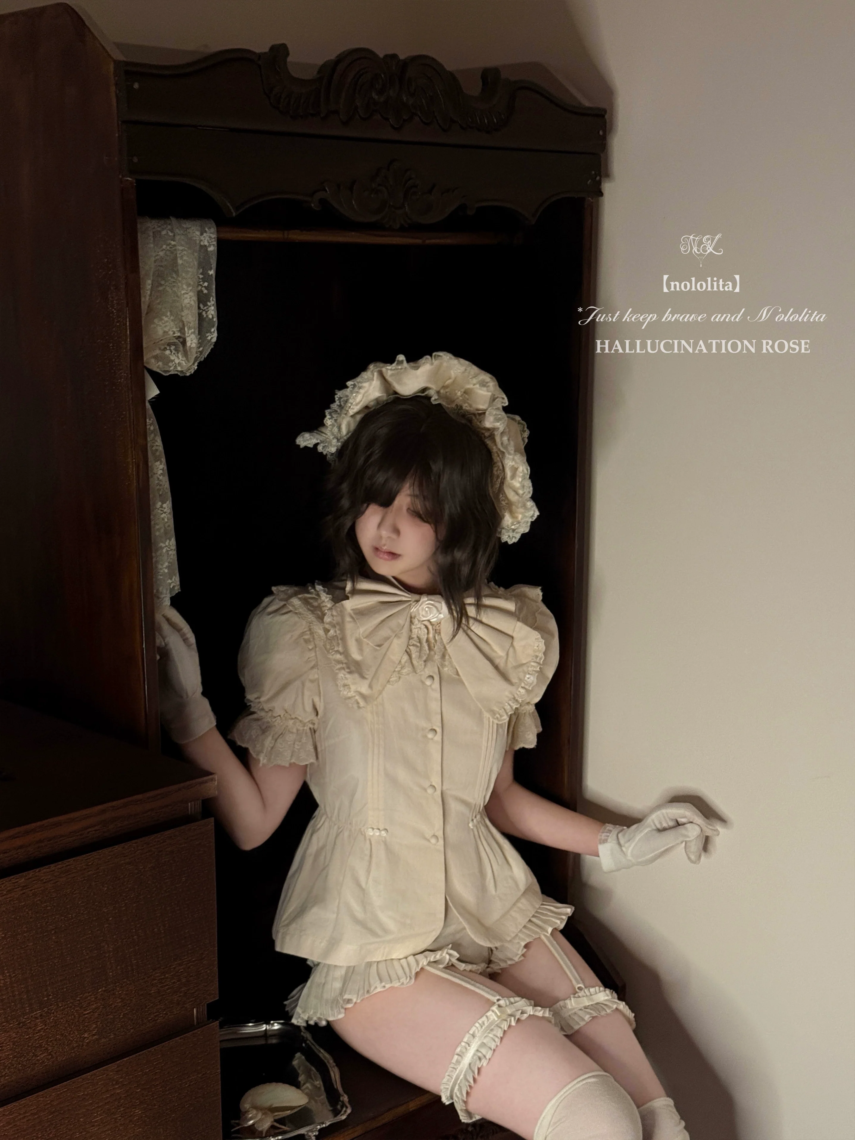 Nololita - Nightingale - Old School Lolita Shirt with Detachable Sleeves - Image 33