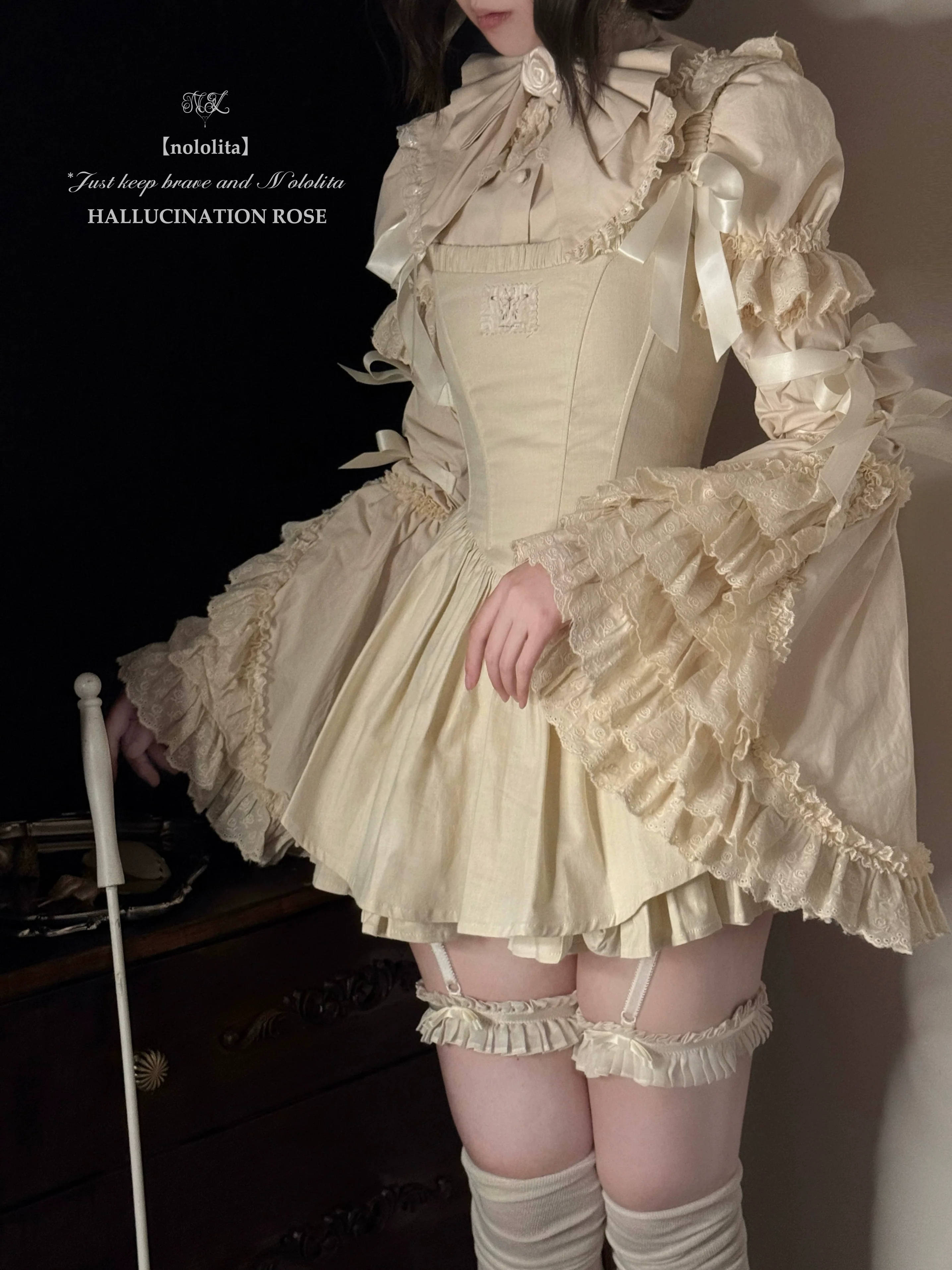 Nololita - Nightingale - Old School Lolita Shirt with Detachable Sleeves - Image 37