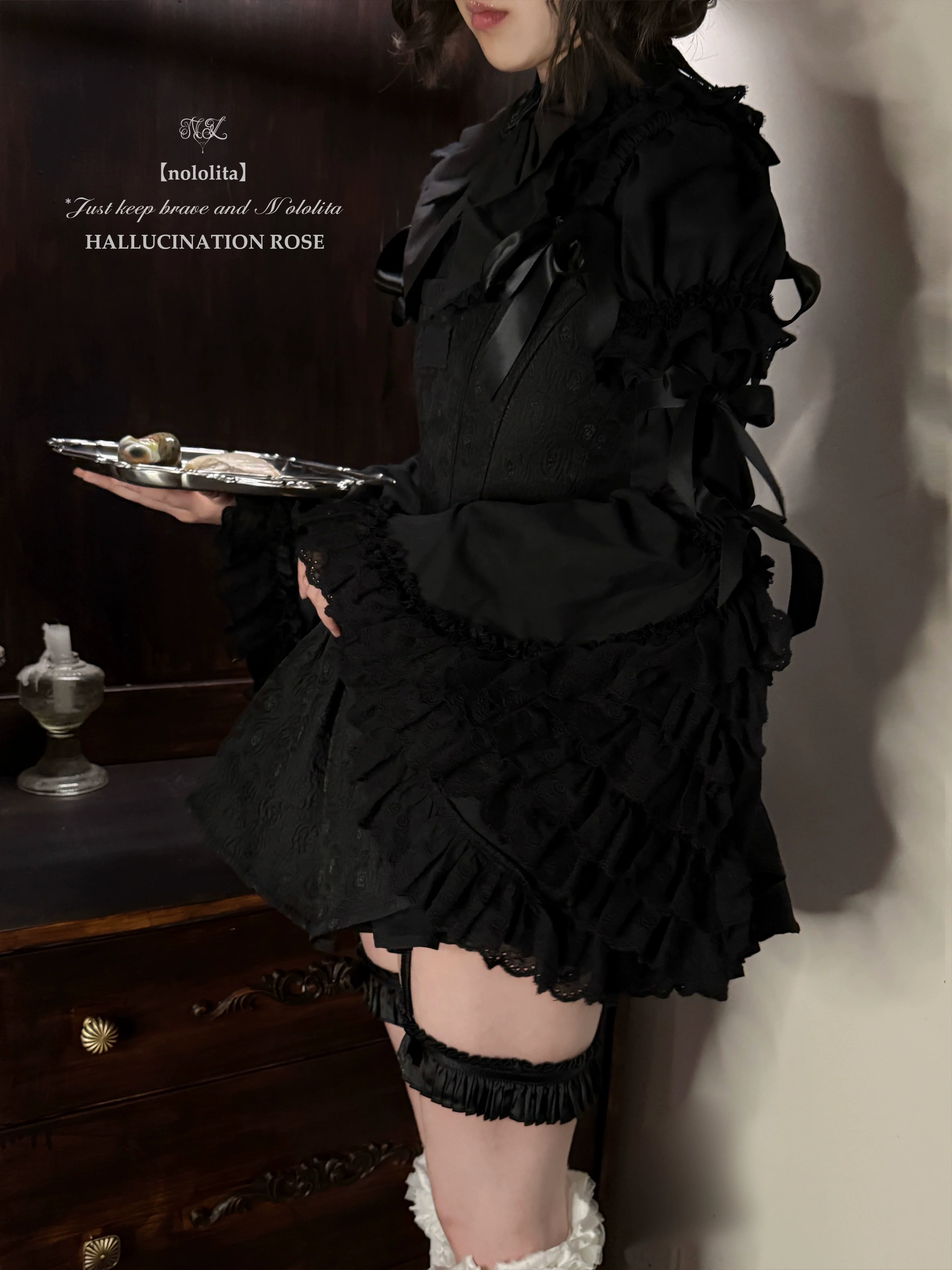 Nololita - Nightingale - Old School Lolita Shirt with Detachable Sleeves - Image 44