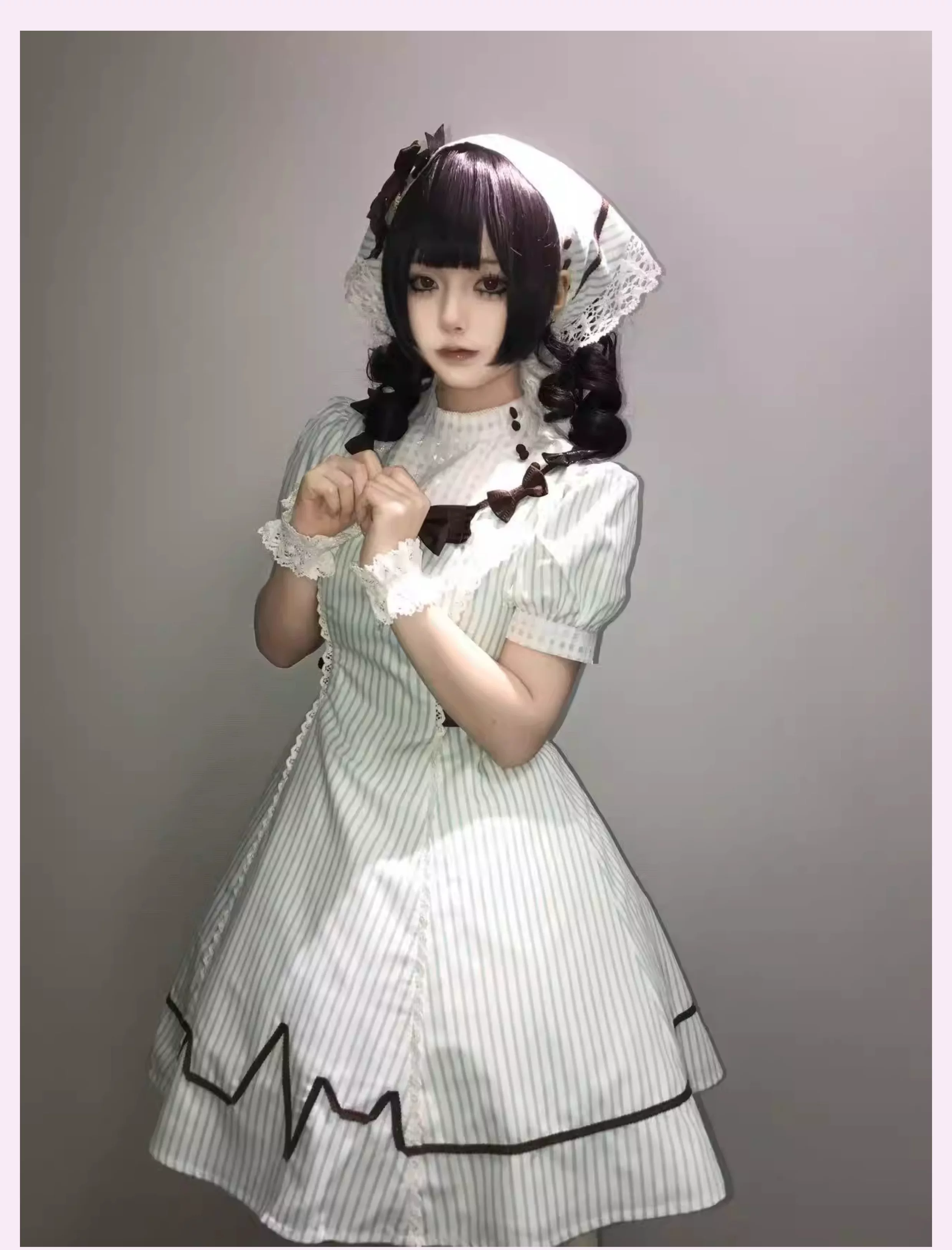 Mint Prescription - Old School Lolita Striped OP Dress, Electrocardiogram Trace - Image 13