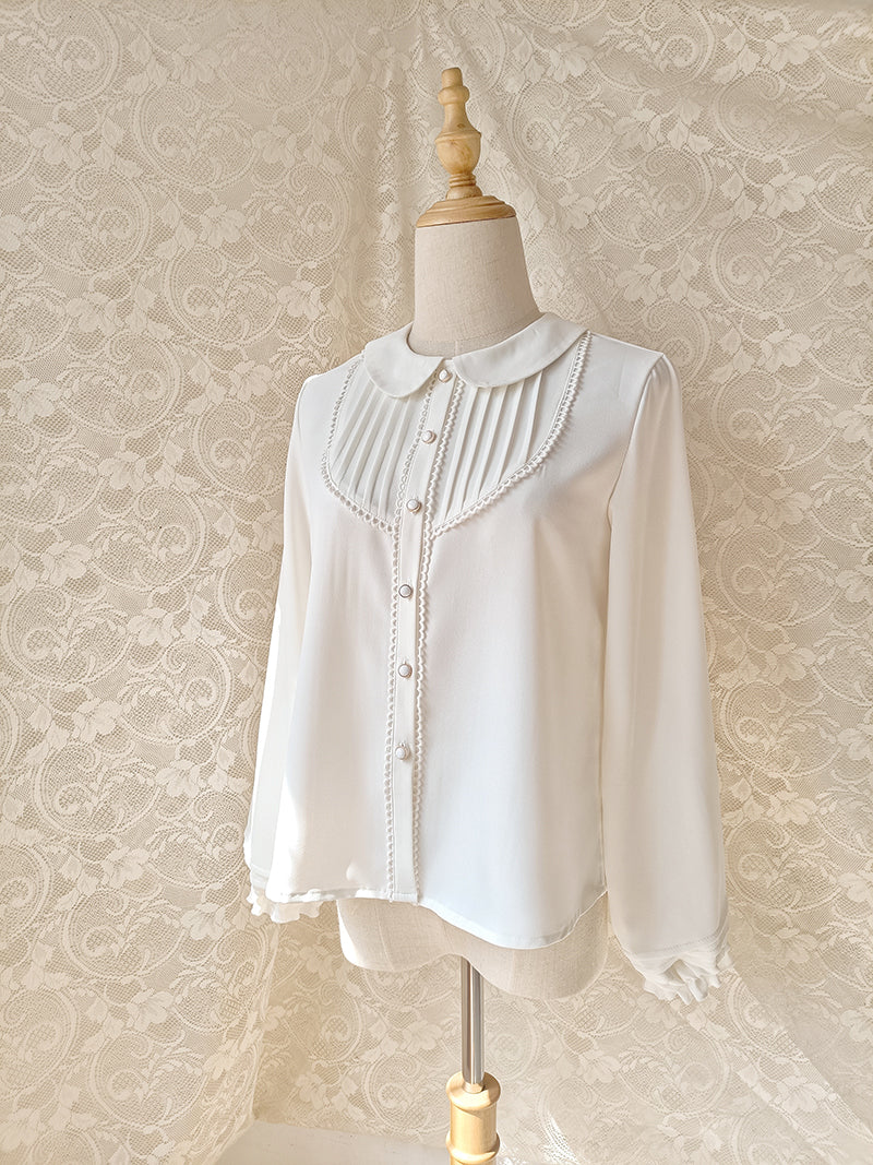 Elegant Lolita Chiffon White Long Sleeve Blouse - Image 10
