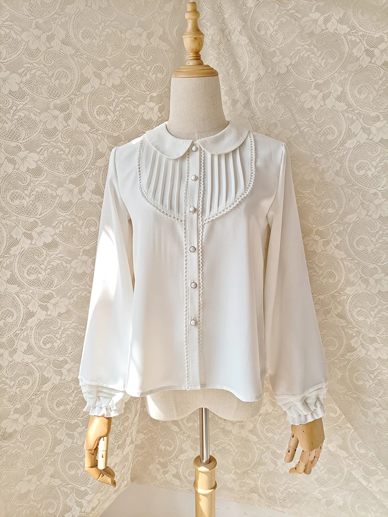 Elegant Lolita Chiffon White Long Sleeve Blouse - Image 12