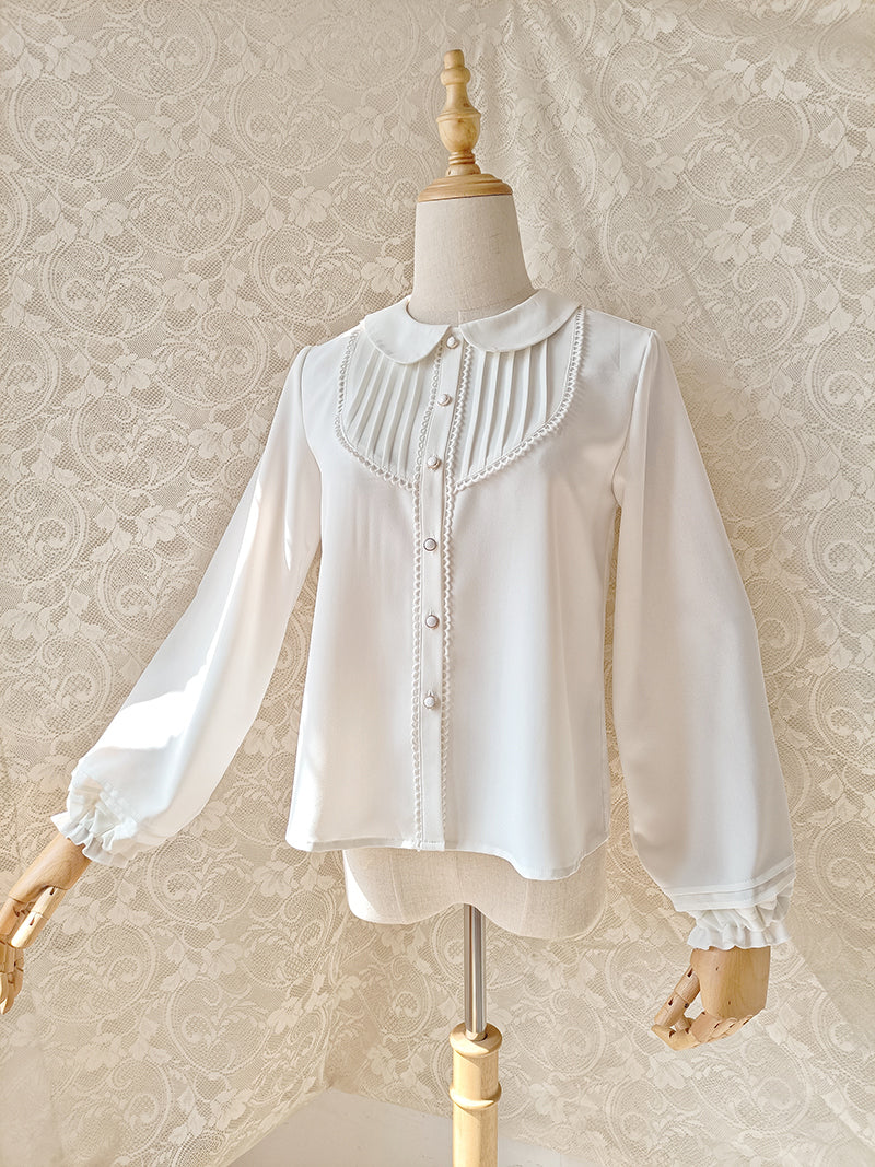 Elegant Lolita Chiffon White Long Sleeve Blouse - Image 5