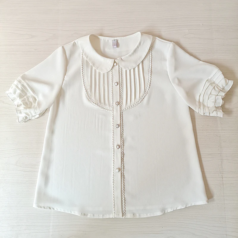 Elegant Lolita Chiffon White Short Blouse - Image 6