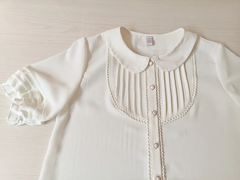 Elegant Lolita Chiffon White Short Blouse - Image 7