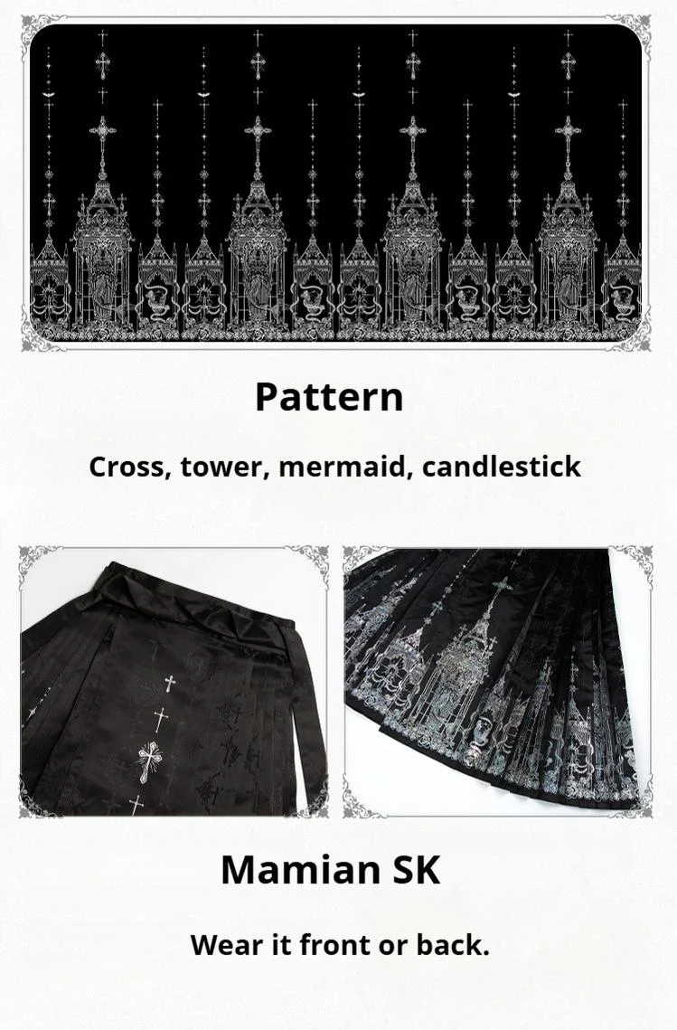 With PUJI - Letter and Poetry · Raven's Night Song - Oriental Aesthetics Gothic Lolita Dress Set - Image 14