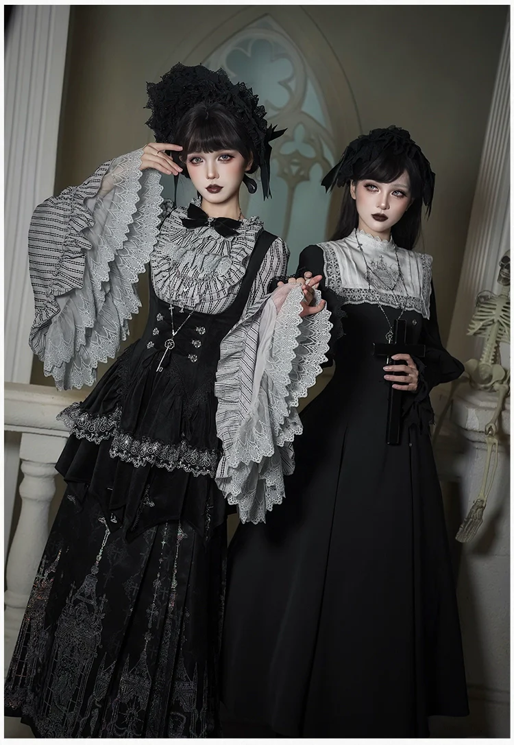 With PUJI - Letter and Poetry · Raven's Night Song - Oriental Aesthetics Gothic Lolita Dress Set - Image 21