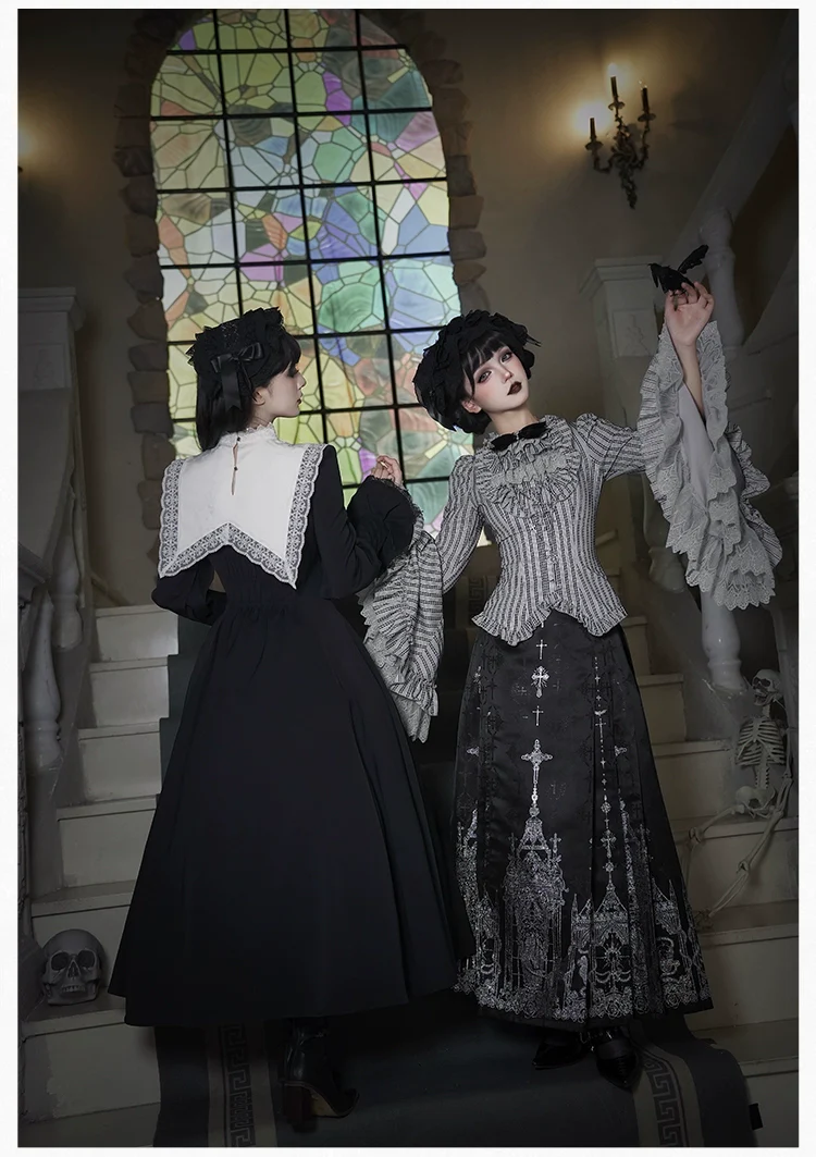With PUJI - Letter and Poetry · Raven's Night Song - Oriental Aesthetics Gothic Lolita Dress Set - Image 28