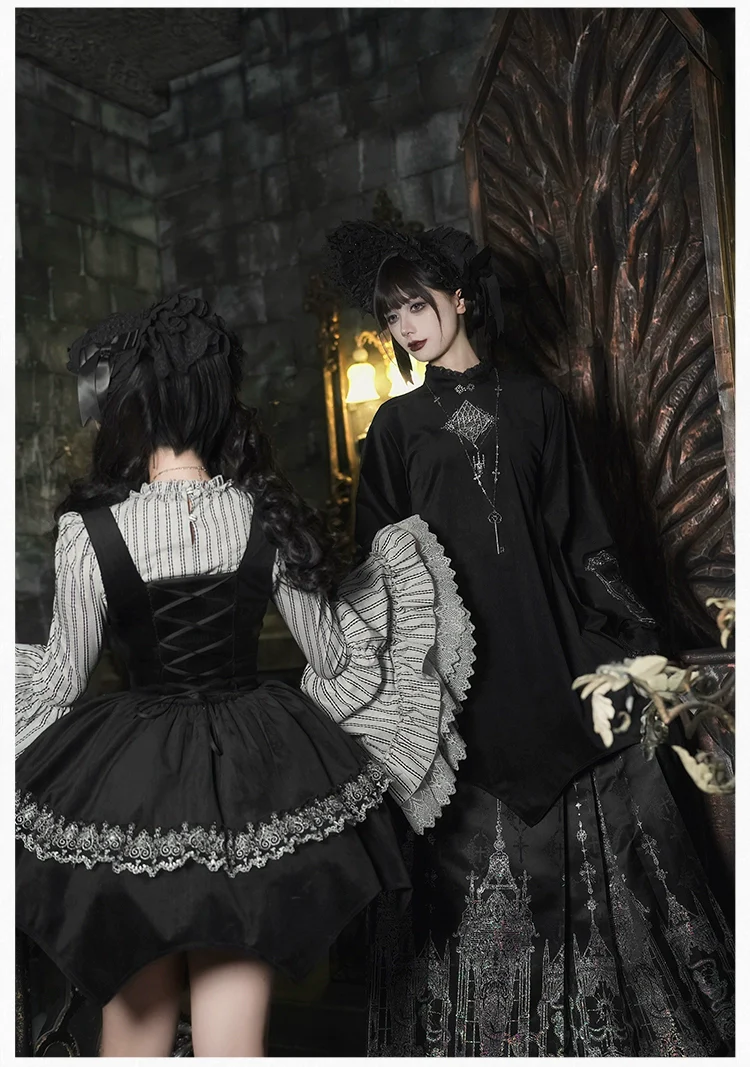 With PUJI - Letter and Poetry · Raven's Night Song - Oriental Aesthetics Gothic Lolita Dress Set - Image 29