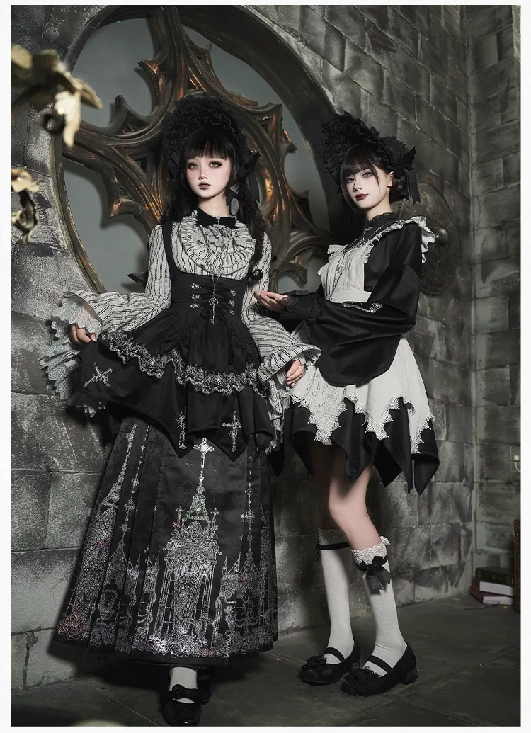 With PUJI - Letter and Poetry · Raven's Night Song - Oriental Aesthetics Gothic Lolita Dress Set - Image 3