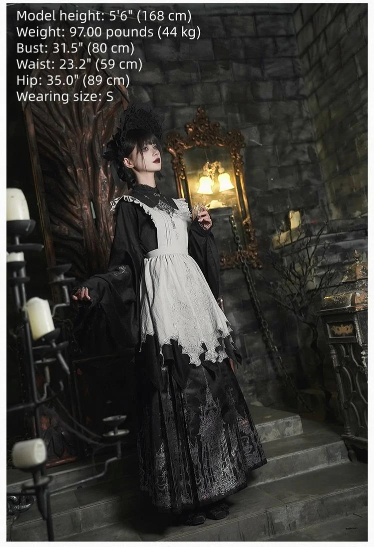 With PUJI - Letter and Poetry · Raven's Night Song - Oriental Aesthetics Gothic Lolita Dress Set - Image 31