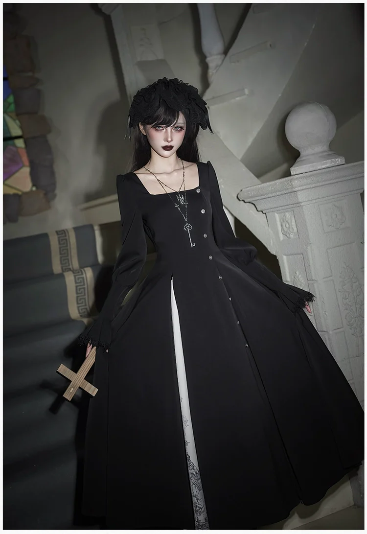 With PUJI - Letter and Poetry · Raven's Night Song - Oriental Aesthetics Gothic Lolita Dress Set - Image 36