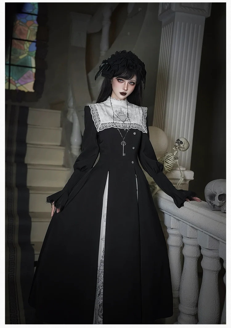 With PUJI - Letter and Poetry · Raven's Night Song - Oriental Aesthetics Gothic Lolita Dress Set - Image 37