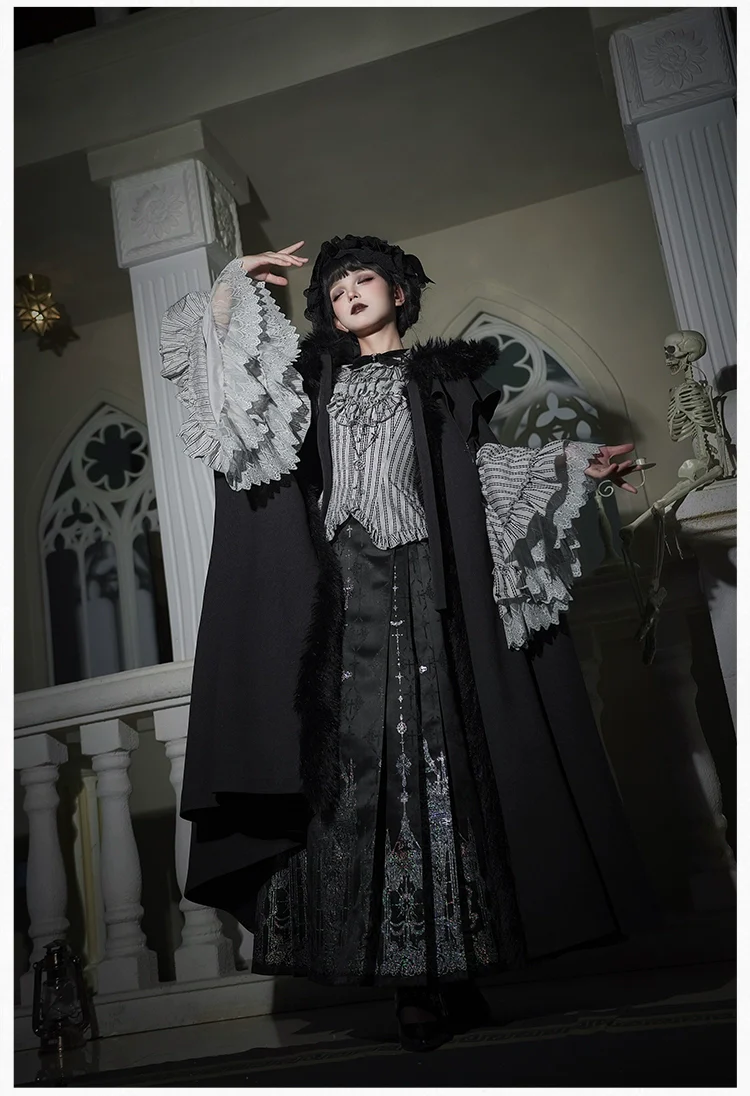 With PUJI - Letter and Poetry · Raven's Night Song - Oriental Aesthetics Gothic Lolita Dress Set - Image 39