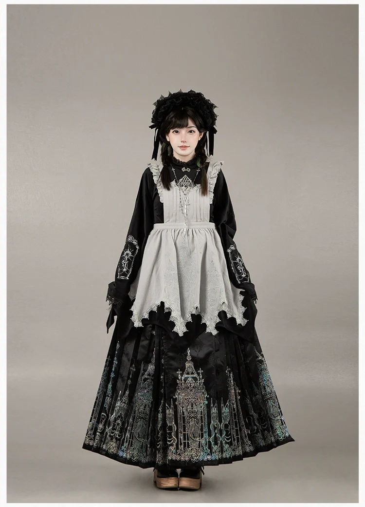 With PUJI - Letter and Poetry · Raven's Night Song - Oriental Aesthetics Gothic Lolita Dress Set - Image 40