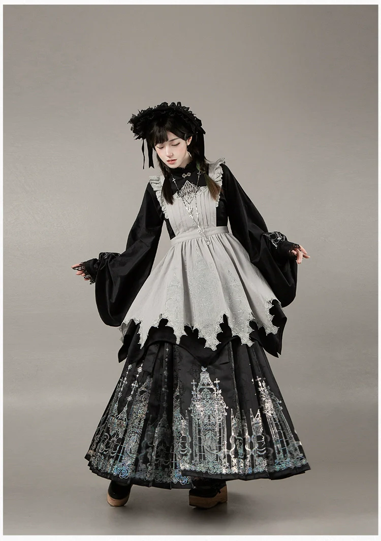 With PUJI - Letter and Poetry · Raven's Night Song - Oriental Aesthetics Gothic Lolita Dress Set - Image 41