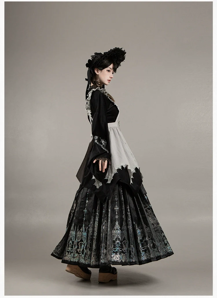 With PUJI - Letter and Poetry · Raven's Night Song - Oriental Aesthetics Gothic Lolita Dress Set - Image 42
