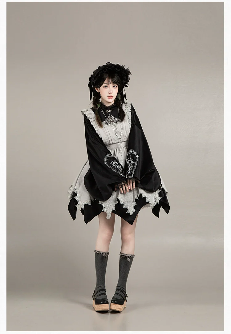With PUJI - Letter and Poetry · Raven's Night Song - Oriental Aesthetics Gothic Lolita Dress Set - Image 45