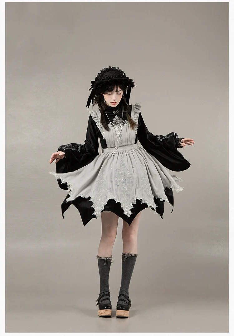 With PUJI - Letter and Poetry · Raven's Night Song - Oriental Aesthetics Gothic Lolita Dress Set - Image 46