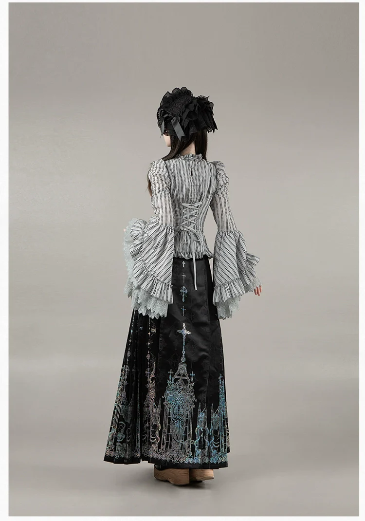 With PUJI - Letter and Poetry · Raven's Night Song - Oriental Aesthetics Gothic Lolita Dress Set - Image 49