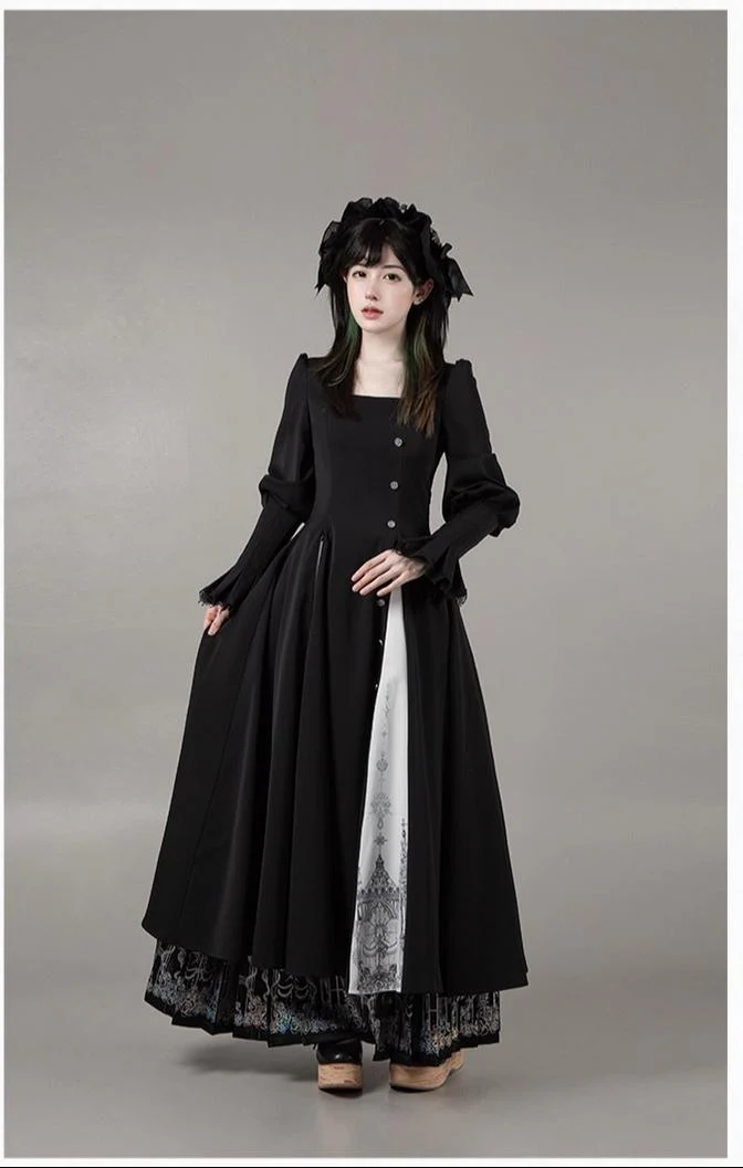 With PUJI - Letter and Poetry · Raven's Night Song - Oriental Aesthetics Gothic Lolita Dress Set - Image 53
