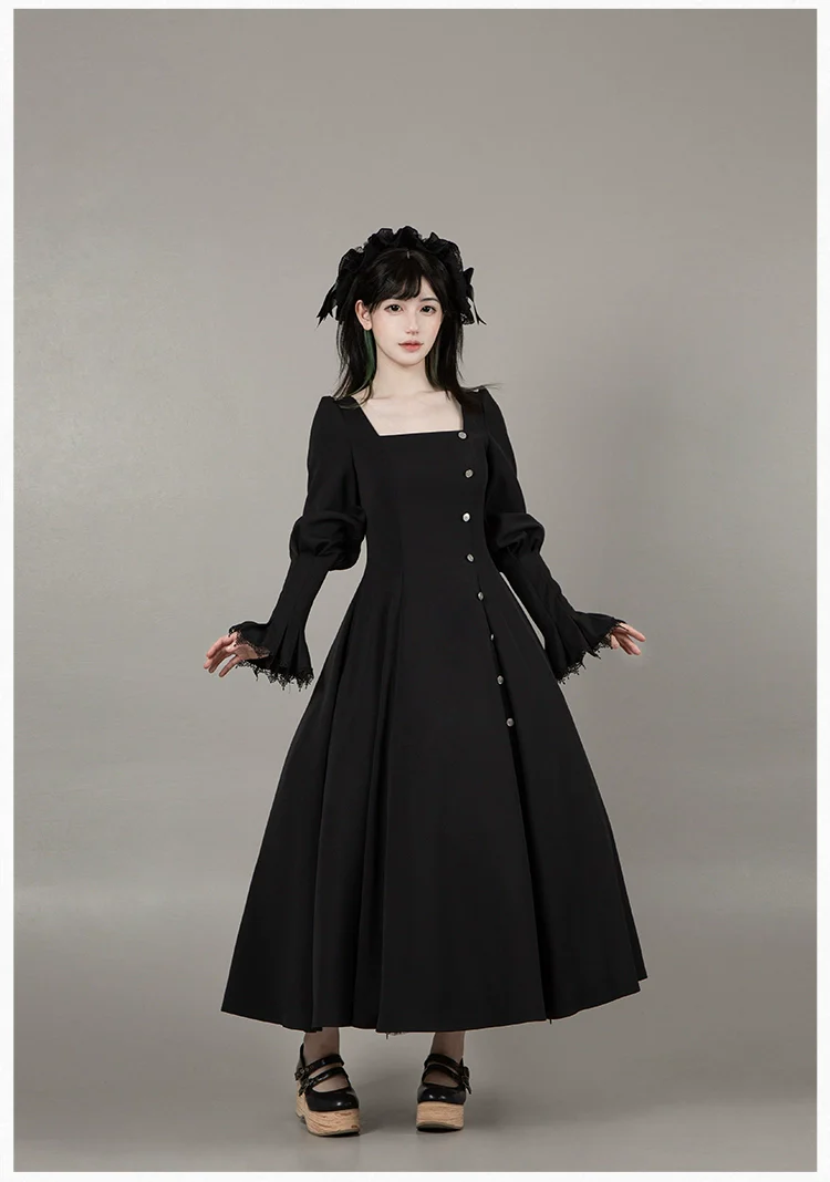With PUJI - Letter and Poetry · Raven's Night Song - Oriental Aesthetics Gothic Lolita Dress Set - Image 55