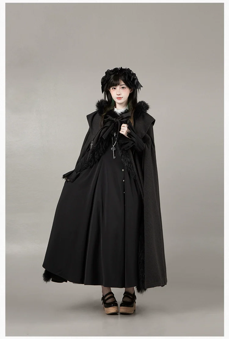 With PUJI - Letter and Poetry · Raven's Night Song - Oriental Aesthetics Gothic Lolita Dress Set - Image 59