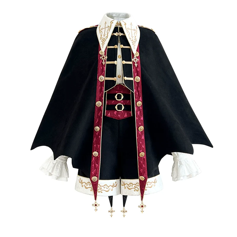 Vampire Youth - Ouji Lolita Bat Shaped Cape Set, Gold Embroidery & Red Accents - Image 16