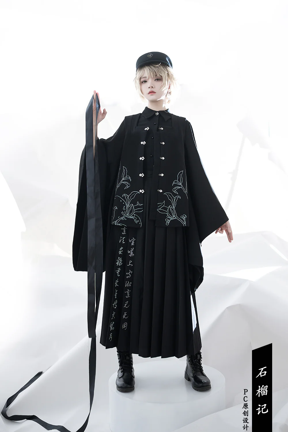 Pomegranate Note - Chinese Style Black Pleated Skirt - Image 21