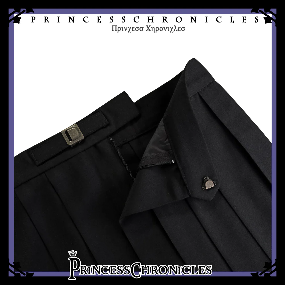 Pomegranate Note - Chinese Style Black Pleated Skirt - Image 3