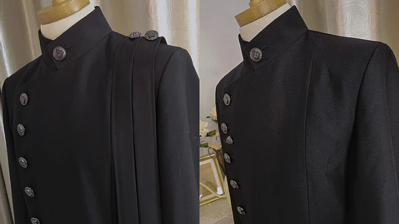Ringo Story - Customizable Ouji Lolita Black Slim Long Coat - Image 3