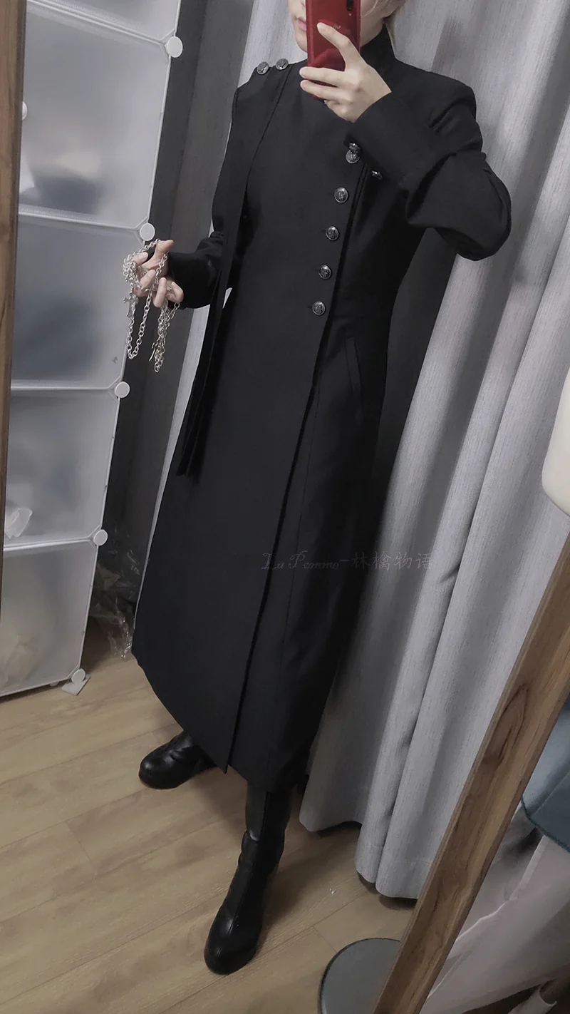 Ringo Story - Customizable Ouji Lolita Black Slim Long Coat - Image 5