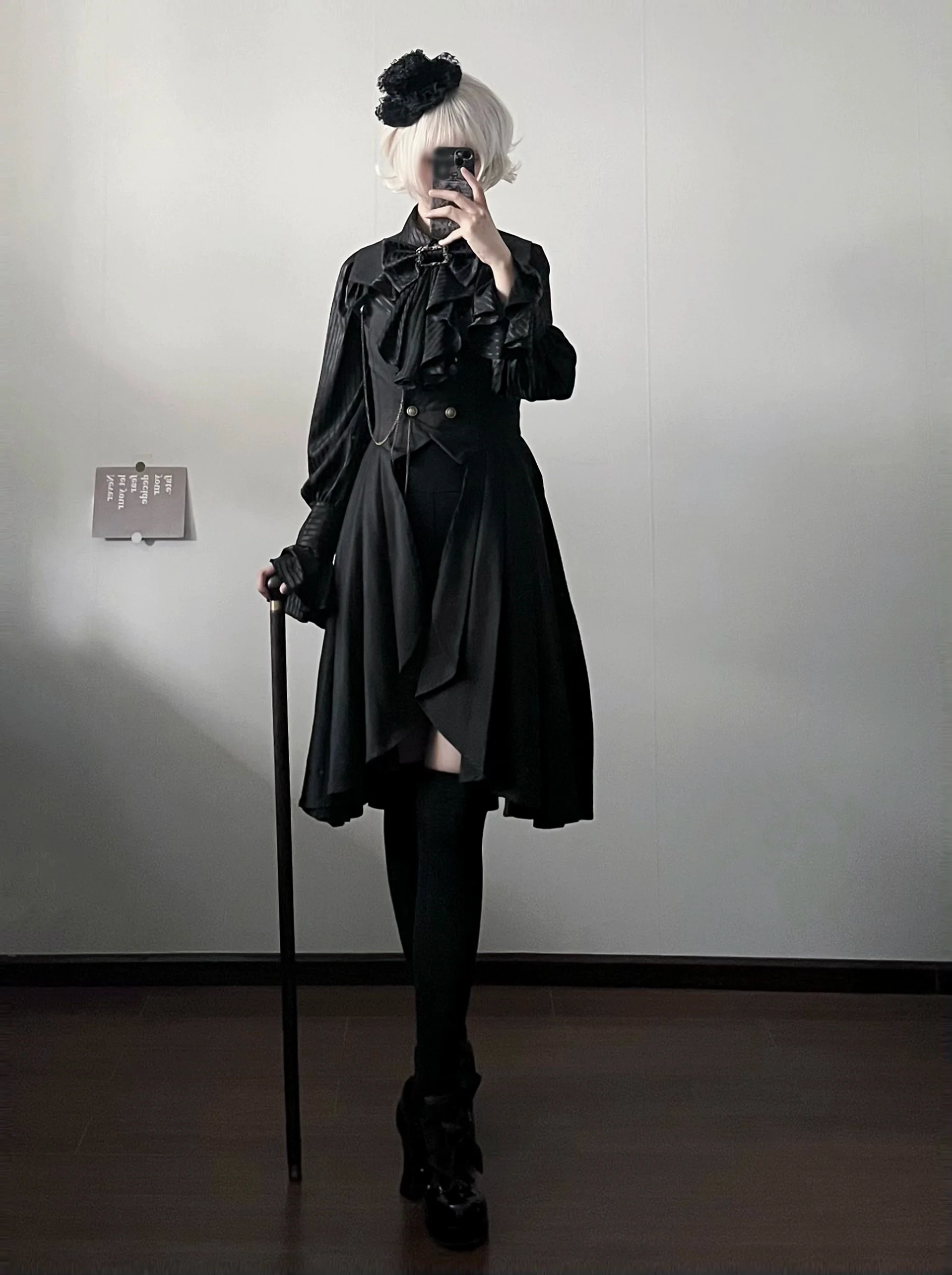 Gazing Galactic - Moonstone - Ouji Lolita Black Vest Prince Long Trailing Vest - Image 10