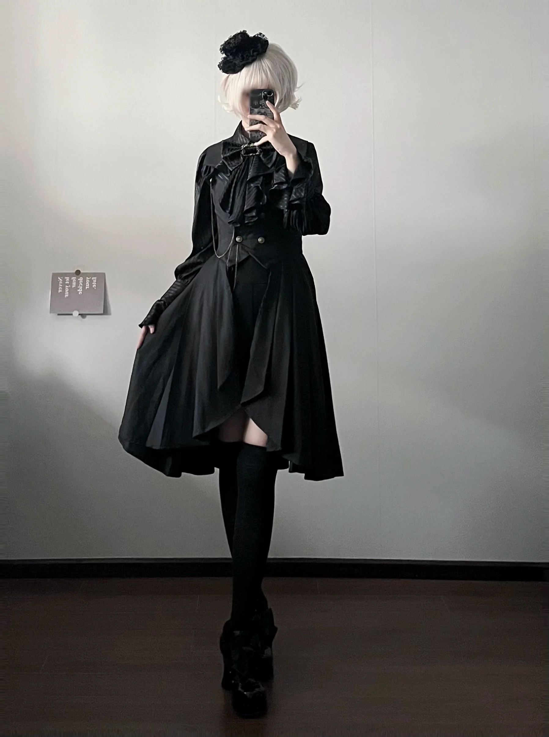 Gazing Galactic - Moonstone - Ouji Lolita Black Vest Prince Long Trailing Vest - Image 13