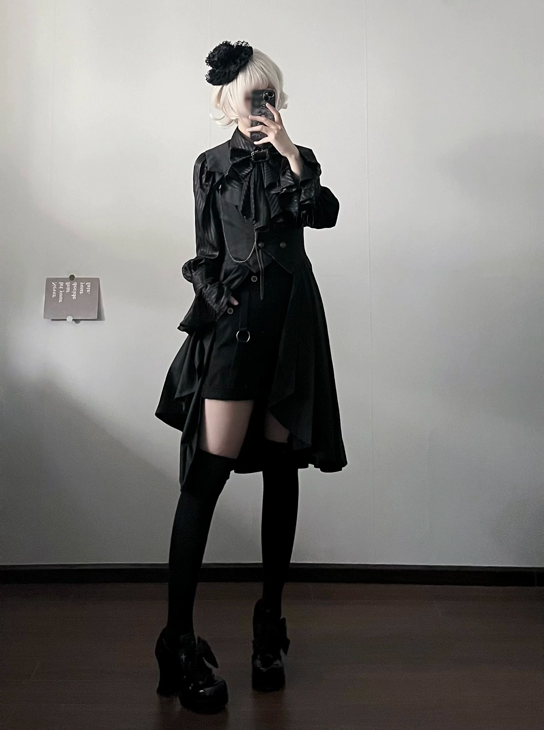 Gazing Galactic - Moonstone - Ouji Lolita Black Vest Prince Long Trailing Vest - Image 14