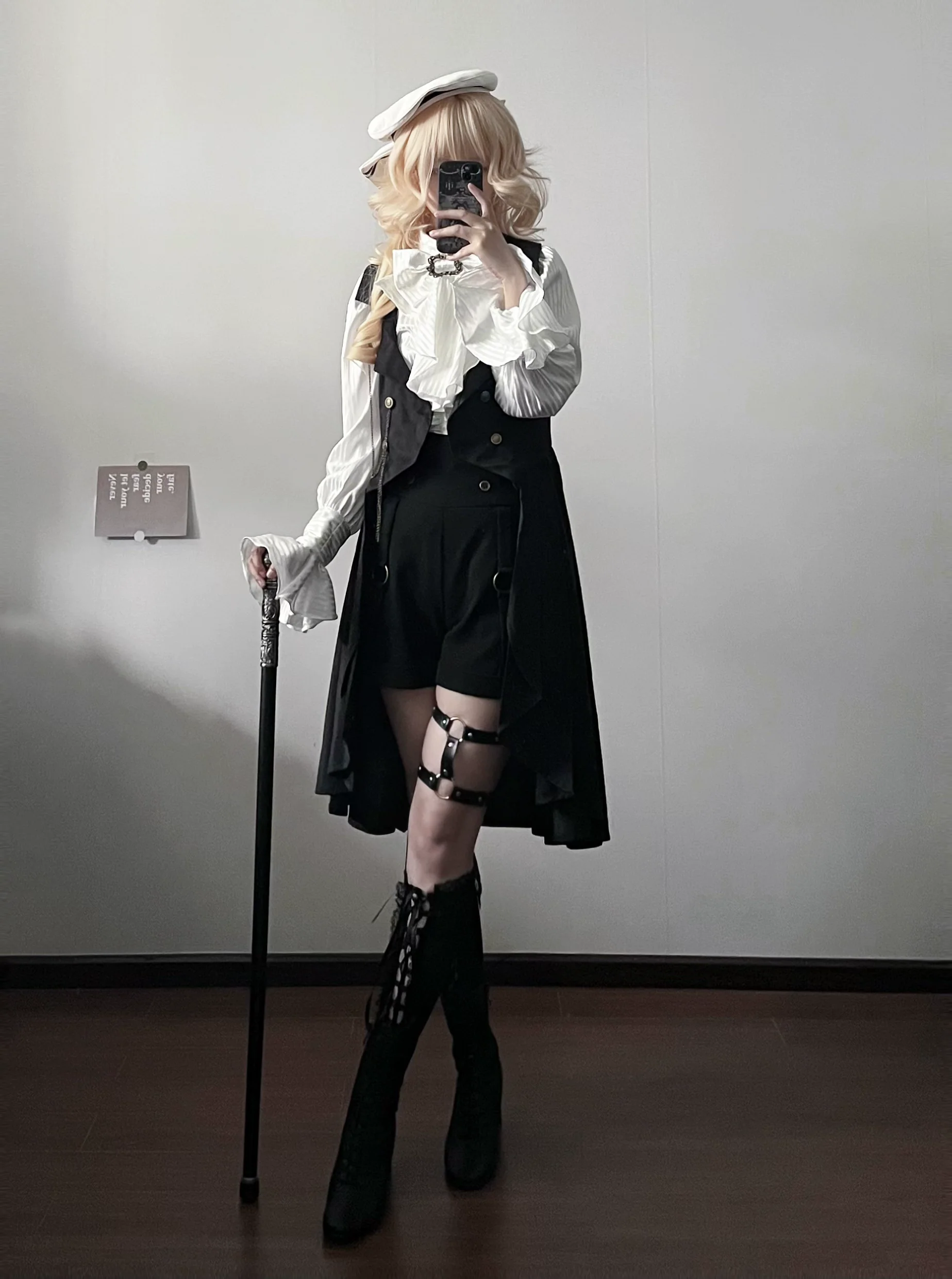 Gazing Galactic - Moonstone - Ouji Lolita Black Vest Prince Long Trailing Vest - Image 3