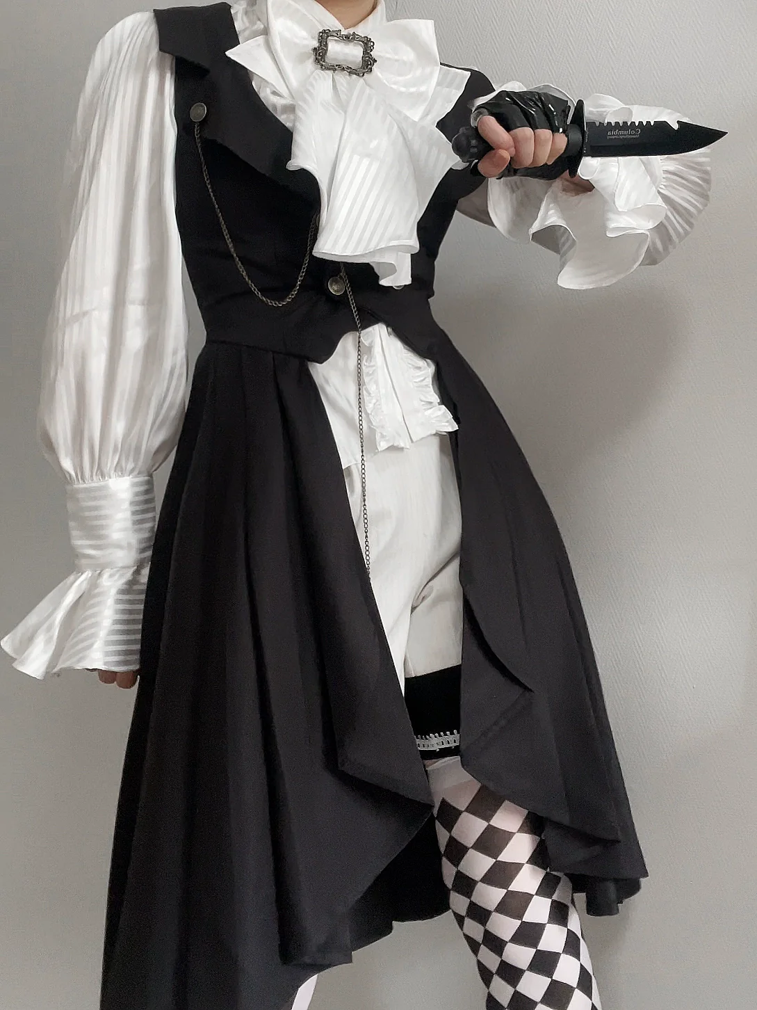Gazing Galactic - Moonstone - Ouji Lolita Black Vest Prince Long Trailing Vest - Image 7
