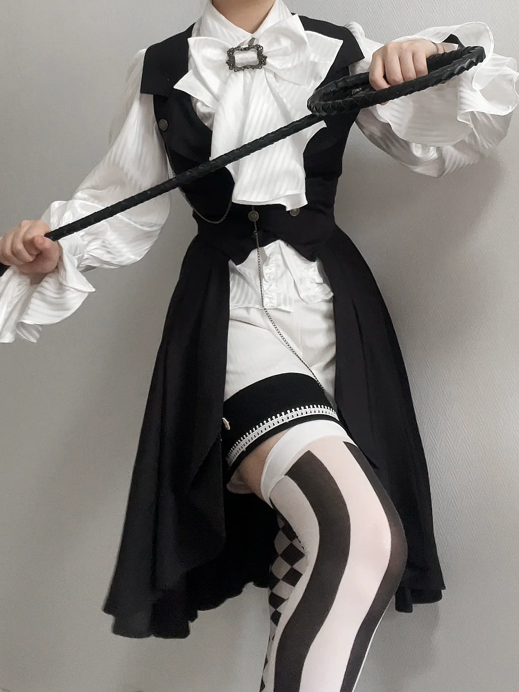 Gazing Galactic - Moonstone - Ouji Lolita Black Vest Prince Long Trailing Vest - Image 9