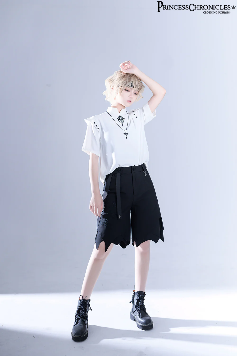 Embroidered White Ouji Lolita Shirt - Image 4