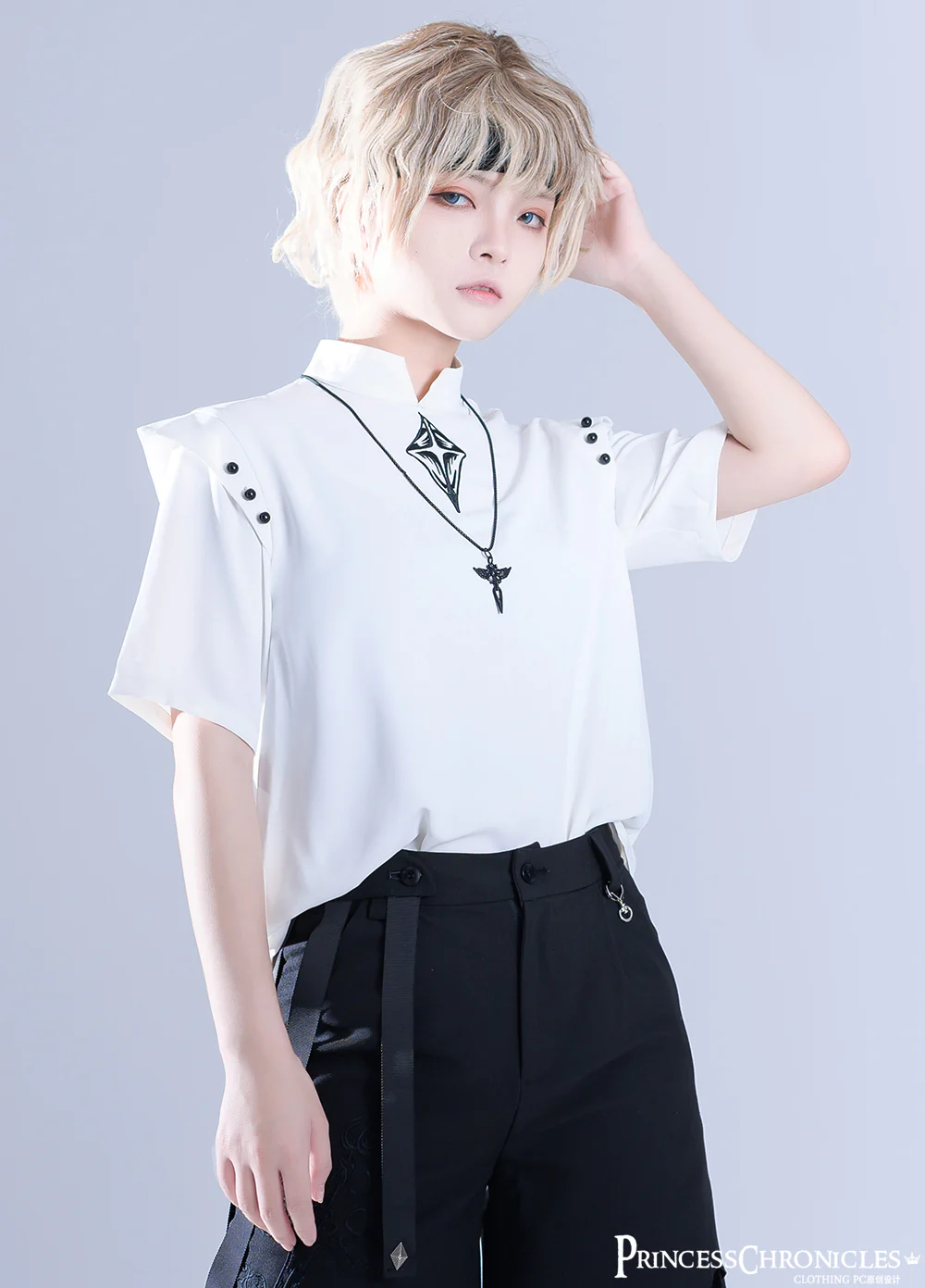 Embroidered White Ouji Lolita Shirt - Image 9