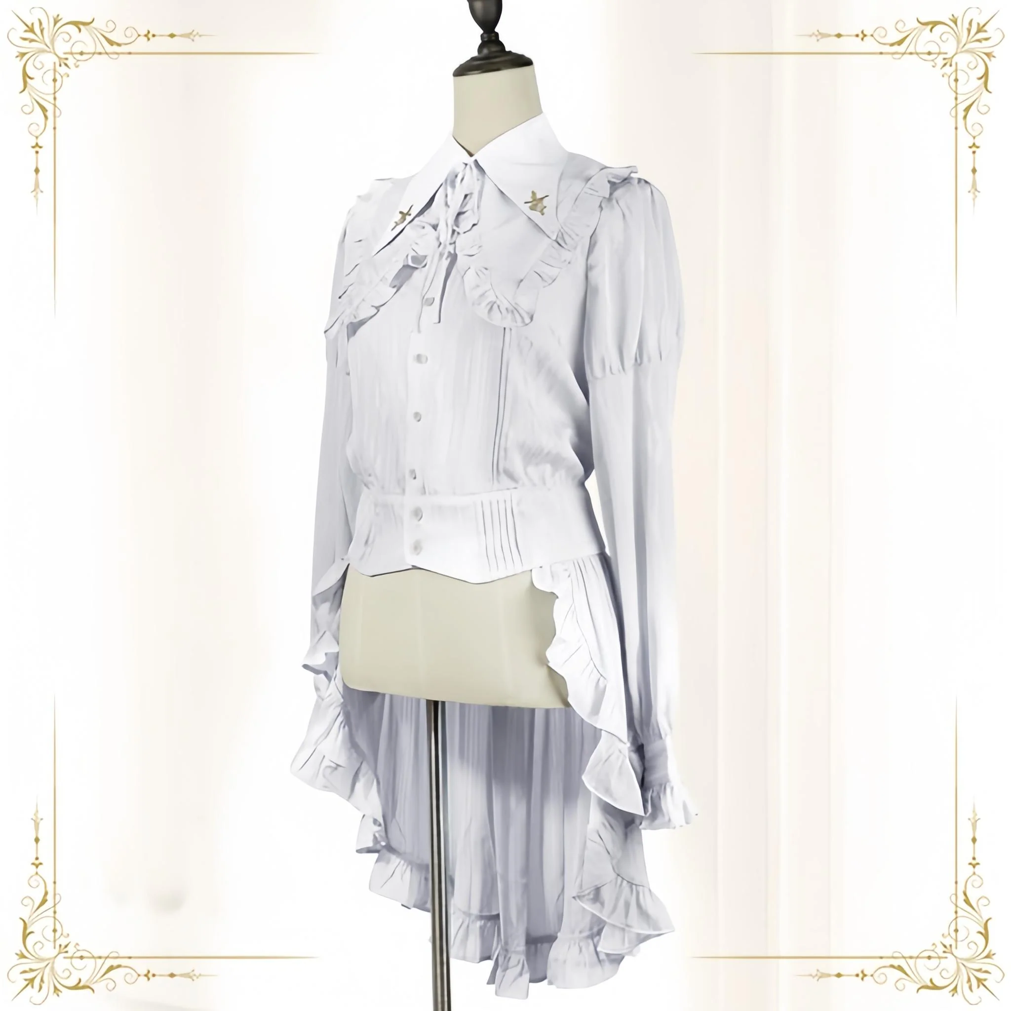Immortal Paperless Promise - Ouji Lolita Blouse Long Back Tail Shirt - Image 3