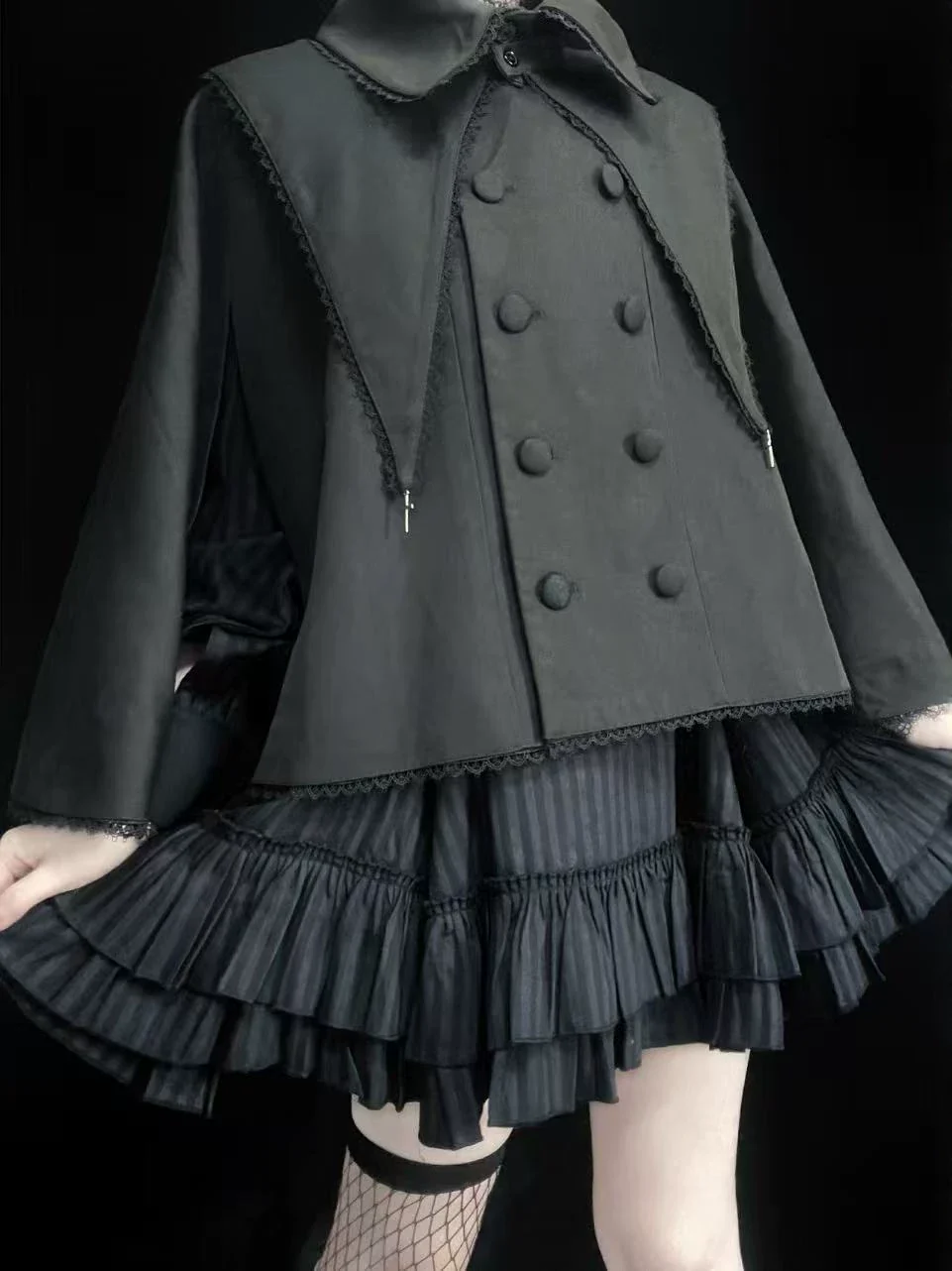 Ouji Lolita Cape Coat, Detachable False Collar - Image 12