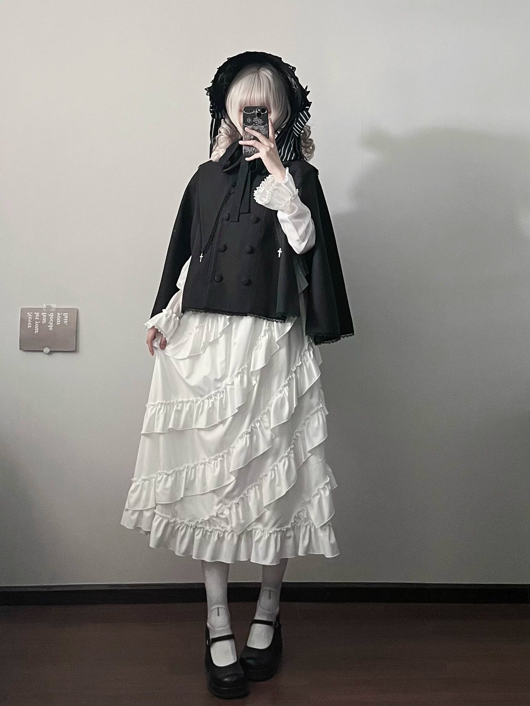 Ouji Lolita Cape Coat, Detachable False Collar - Image 8