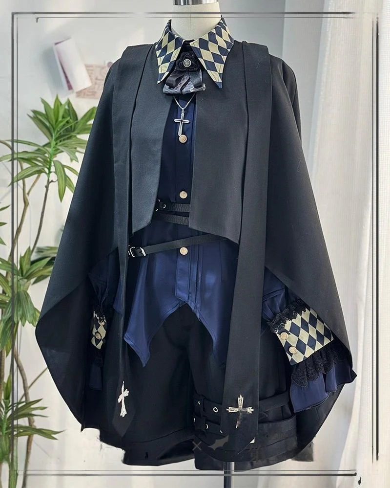 Fantasy Wonderland - Ouji Lolita Checkered Blouse, Suspenders Pants and Cape - Image 21