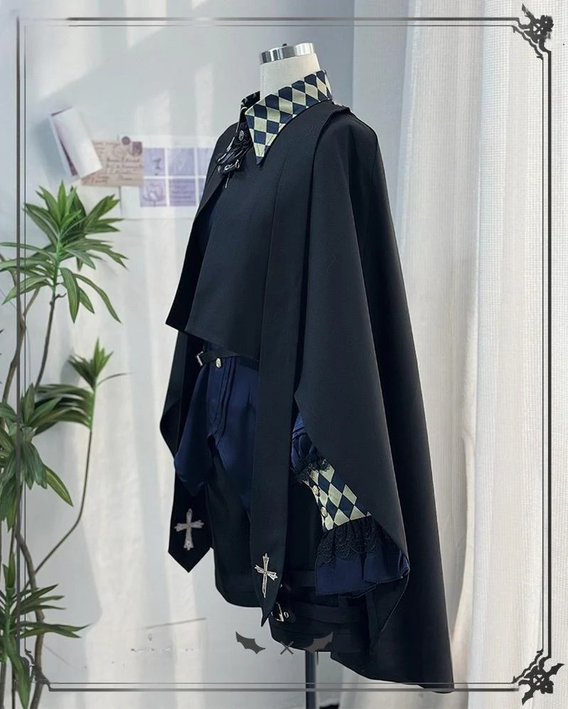 Fantasy Wonderland - Ouji Lolita Checkered Blouse, Suspenders Pants and Cape - Image 22