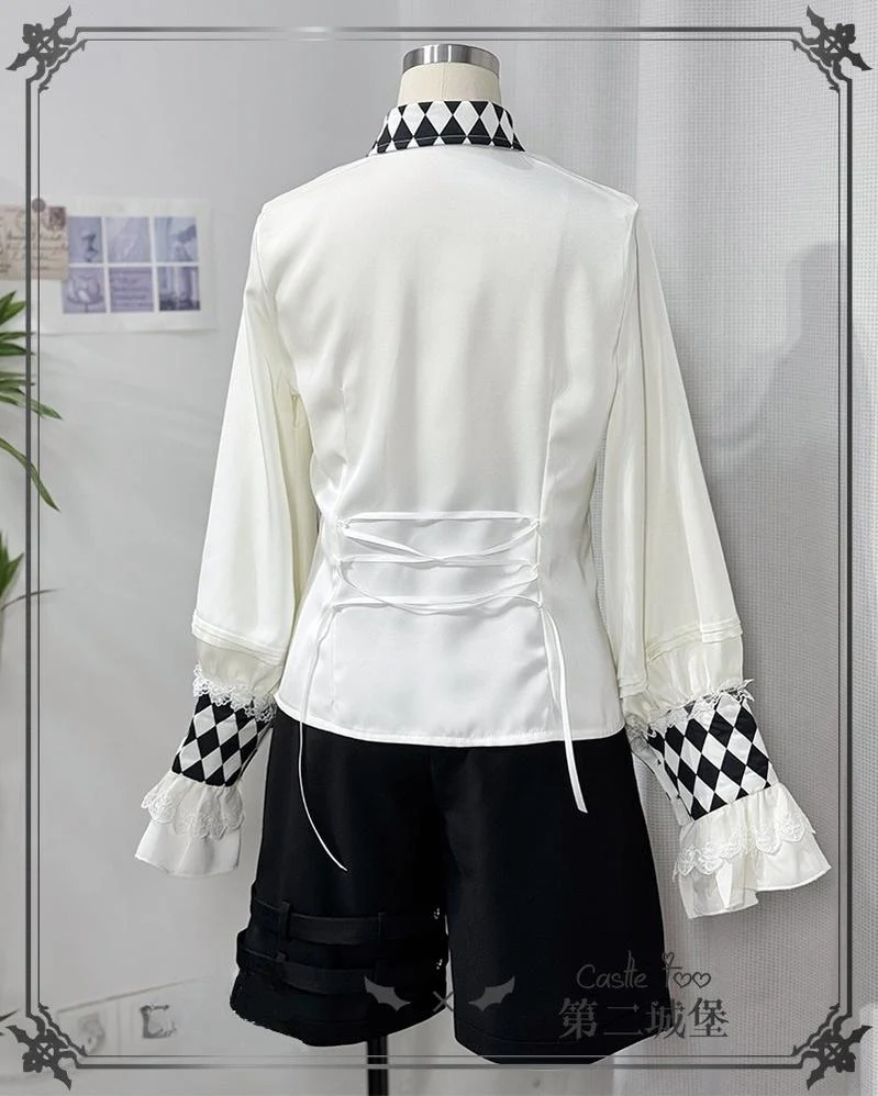 Fantasy Wonderland - Ouji Lolita Checkered Blouse, Suspenders Pants and Cape - Image 32