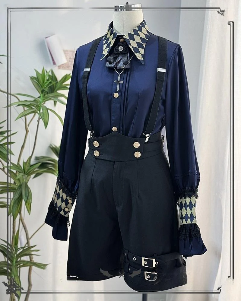 Fantasy Wonderland - Ouji Lolita Checkered Blouse, Suspenders Pants and Cape - Image 33